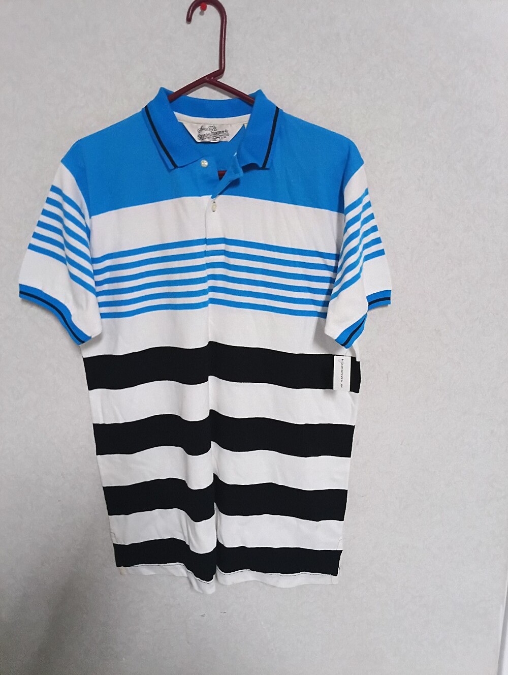 Vintage Sears Roebuck And Co. Striped Polo Shirt - Blue, White & Black